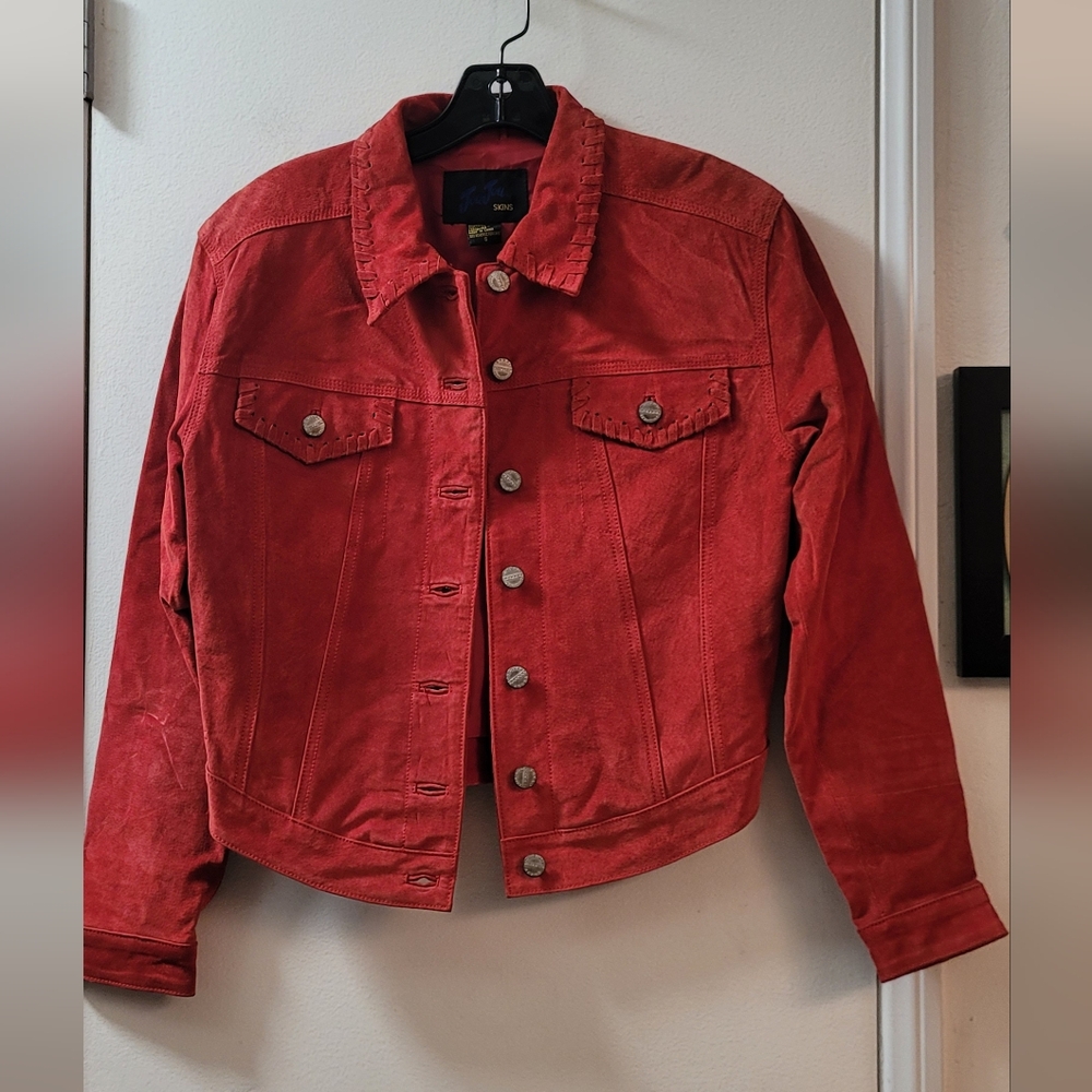 Jou jou skins leather button front  jacket